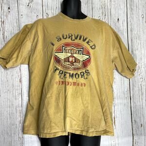 Raging River TShirt Adult XL Yellow I Survived Tremors Short Sleeve Crew Cotton